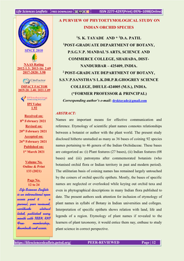 A Purview of Phytoetymological Study on Indian Orchid Species