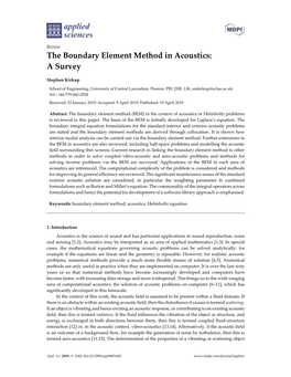 The Boundary Element Method in Acoustics: a Survey