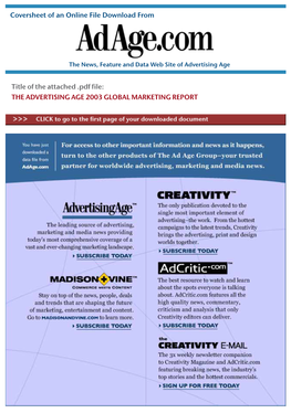 Ad Age Global Marketing Report 2003