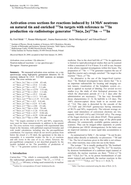 Activation Cross Sections for Reactions Induced by 14 Mev Neutrons On