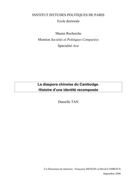 Le Cœur De La Diaspora Chinoise Du Cambodge En Exil