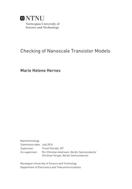 Checking of Nanoscale Transistor Models