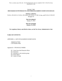 (N.J.A.C. 7:1E), Discharges of Petroleum and Other Hazardous