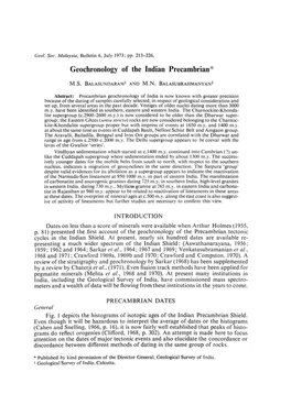 Geochronology of the Indian Precambrian *