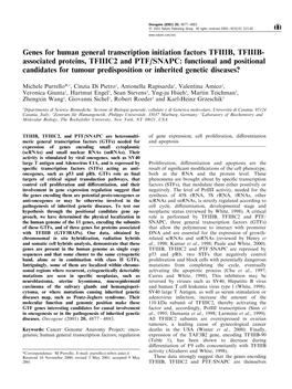 Genes for Human General Transcription Initiation Factors TFIIIB