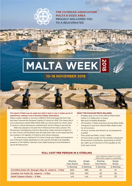 Malta Week 10–18 November 2018