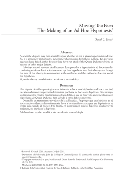 The Making of an Ad Hoc Hypothesis | 37
