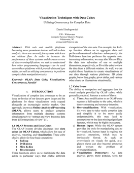 Visualization Techniques with Data Cubes Utilizing Concurrency for Complex Data