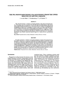 The Pig Propotamochoerus Palaeochoerus from the Upper Miocene of Grytsiv, Ukraine J