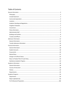 Table of Contents