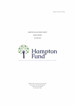 Hampton Fund Hampton Fund Is the Working Name for Hampton Fuel Allotment Charity (Registration No.211756)