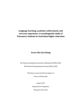 Language Learning, Academic Achievement, and Overseas Experience: a Sociolinguistic Study of Taiwanese Students in Australian Higher Education