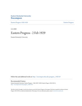 Eastern Progress 1928-1929 Eastern Progress