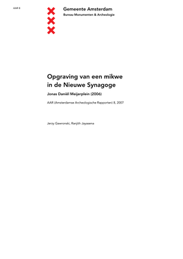 Opgraving Van Een Mikwe in De Nieuwe Synagoge