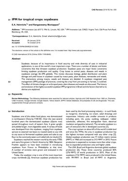 IPM for Tropical Crops: Soyabeans