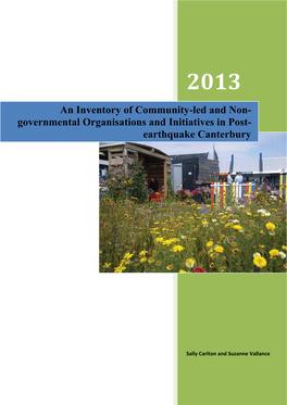 An Inventory of Community-Led and Non-Governmental Organisations and Initiatives in Post-Earthquake Canterbury (To September 2013)
