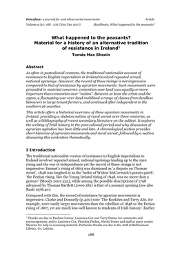 Material for a History of an Alternative Tradition of Resistance in Ireland1 Tomás Mac Sheoin