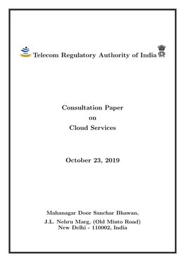 Consultation Paper on Cloud Services