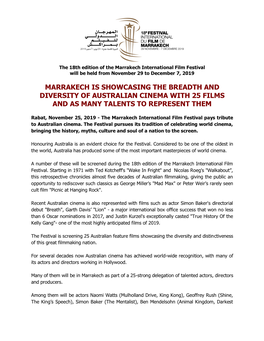 Marrakech Is Showcasing the Breadth and Diversity of Australian Cinema with 25 Films and As Many Talents to Represent Them