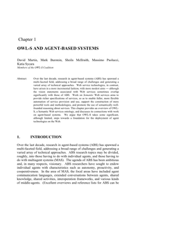 Chapter 1 OWL-S and AGENT-BASED SYSTEMS
