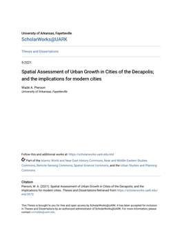 Spatial Assessment of Urban Growth in Cities of the Decapolis; and the Implications for Modern Cities