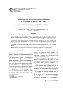 The Representation of Caesalpinia Echinata (Brazilwood) in Sixteenth-And-Seventeenth-Century Maps