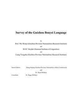Survey of the Guizhou Bouyei Language