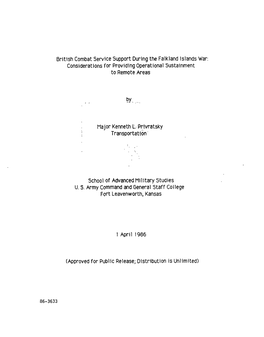 British Combat Service Support During the Falkland Islands War: Considerations for Providing Operational Sustainment to Remote Areas