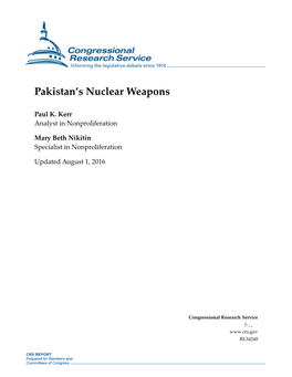 Pakistan's Nuclear Weapons