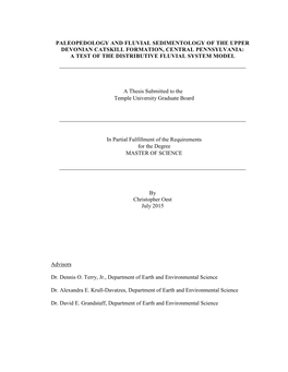 Paleopedology and Fluvial Sedimentology of the Upper Devonian Catskill Formation, Central Pennsylvania: a Test of the Distributive Fluvial System Model