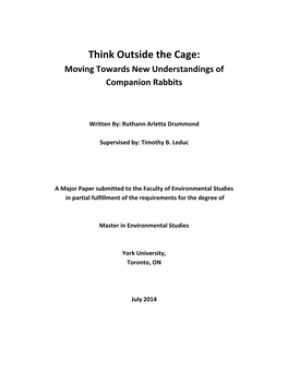 Think Outside the Cage: Moving Towards New Understandings of Companion Rabbits
