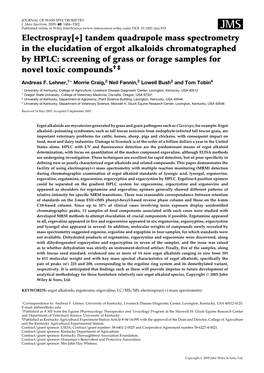 Electrospray[+] Tandem Quadrupole Mass Spectrometry in The