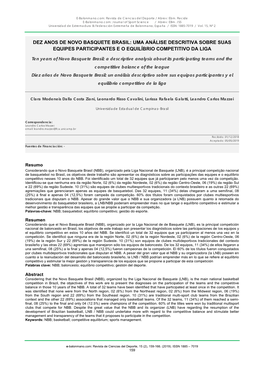 Dez Anos De Novo Basquete Brasil: Uma Análise Descritiva Sobre Suas Equipes Participantes E O Equilíbrio Competitivo Da Liga