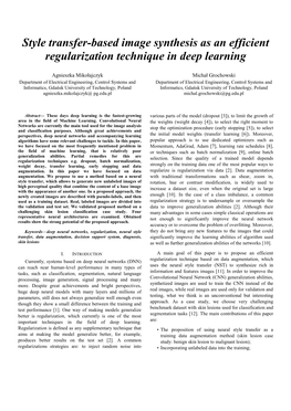 Style Transfer-Based Image Synthesis As an Efficient Regularization Technique in Deep Learning