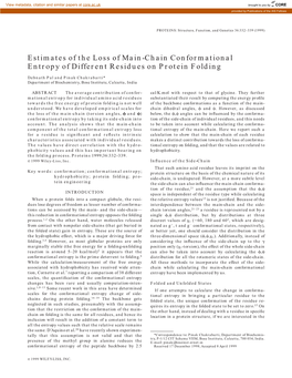 Estimates of the Loss of Main-Chain Conformational Entropy of Different Residues on Protein Folding