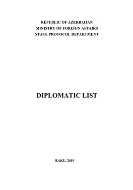 Ministry of Foreign Affairs State Protocol Department