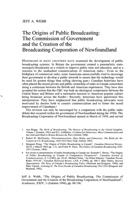 The Commission of Government and the Creation of the Broadcasting Corporation of Newfoundland