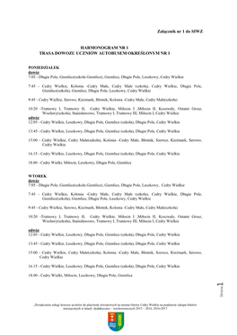 Załącznik Nr 1 Do SIWZ HARMONOGRAM NR 1 TRASA