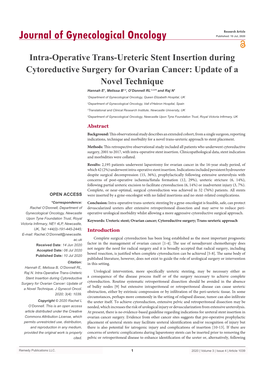 Intra-Operative Trans-Ureteric Stent Insertion During Cytoreductive