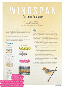 Wingspan: Oceania Expansion Rulebook