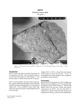 60315 Poikilitic Impact Melt 787 Grams