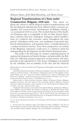 Regional Transformations of a State Under Construction: Bulgaria, 1878–2002 This Article Ex