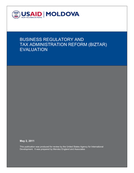 Business Regulatory and Tax Administration Reform (Biztar) Evaluation