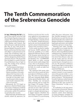 The Tenth Commemoration of the Srebrenica Genocide