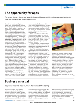 The Opportunity for Apps