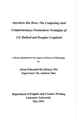 Postmodern Nostalgias of J. G Ballard and Douglas Coupland