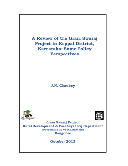 A Review of the Gram Swaraj Project in Koppal District, Karnataka: Some Policy Perspectives