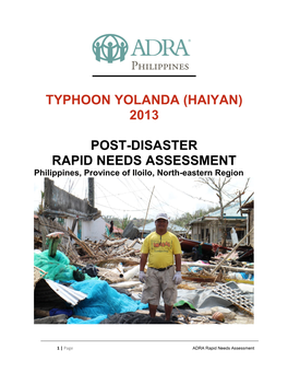 Typhoon Yolanda (Haiyan) 2013 Post-Disaster Rapid Needs