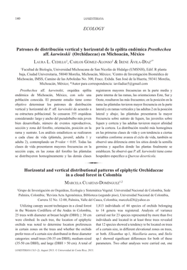 ECOLOGY Patrones De Distribución Vertical Y Horizontal De La Epífita