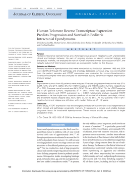 Human Telomere Reverse Transcriptase Expression Predicts